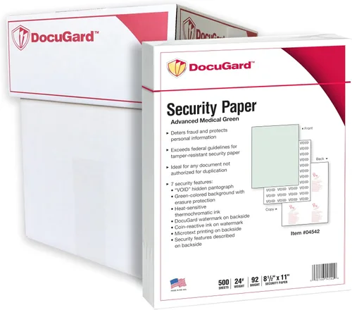 Vista 12 de DocuGard Papel de seguridad médica, peso de enlace de 24 libras, 8.5 x 11, azul, 500/resma (paquete de 2)