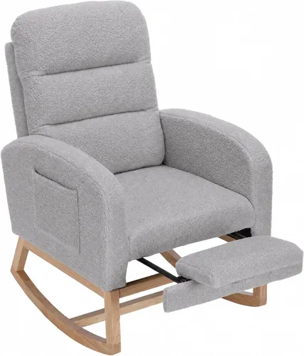 Vista 15 de GarveeHome Mecedora para guardería con reposapiés, balancín deslizante con Beige