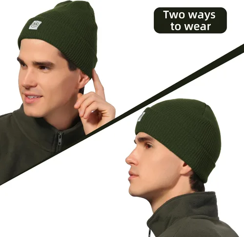 Vista 2 de Gorro para hombre con gorro de invierno con sonrisa, unisex, de punto, suave, cálido, con puños