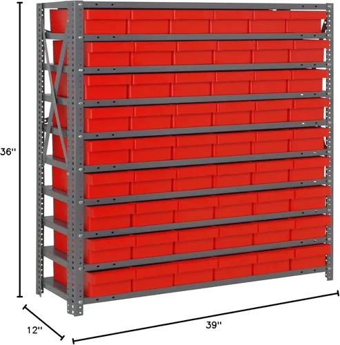 Vista 71 de Quantum QSBU-245BK Heavy Duty Shelving Unit with (7) Shelves and (24) QUS245 Black Bins for Garage Warehouse Storage Distribution 400 lb Load