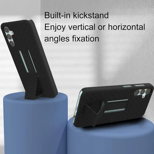 Vista 5 de Ailiber Funda para Samsung Galaxy A14 5G, Galaxy A14 5G con protector de pantalla, clip giratorio para cinturón, soporte de soporte, carcasa delgada