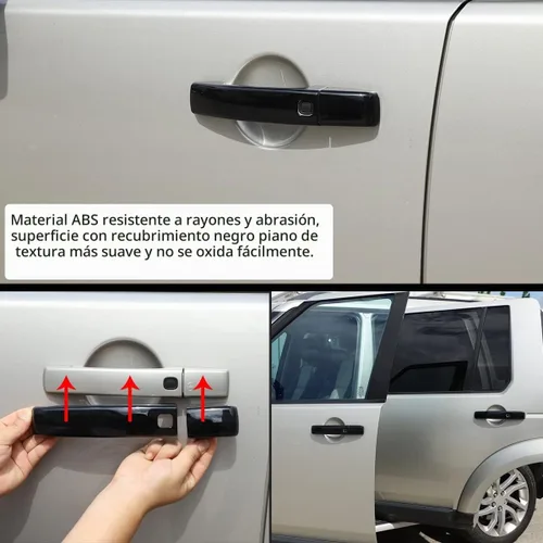 Vista 3 de Cubierta de manija de puerta en negro brillante para Land Rover Range Rover Sport 2010-2013 / Discovery 4 LR4 2009-2016 con 4 cerraduras inteligentes