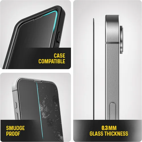 Vista 4 de magglass Protector de pantalla de privacidad diseñado para iPhone 16e / iPhone 14 vidrio templado, protector de pantalla teñido antiespía