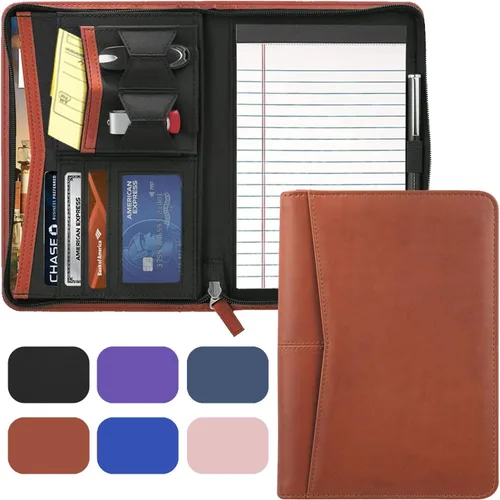 Vista 12 de Organizador de Portafolio Pequeño, Portafolio de Negocios A5 con Cremallera, Carpeta Padfolio Junior para Mujeres y Hombres, Bloc de Escritura de 5