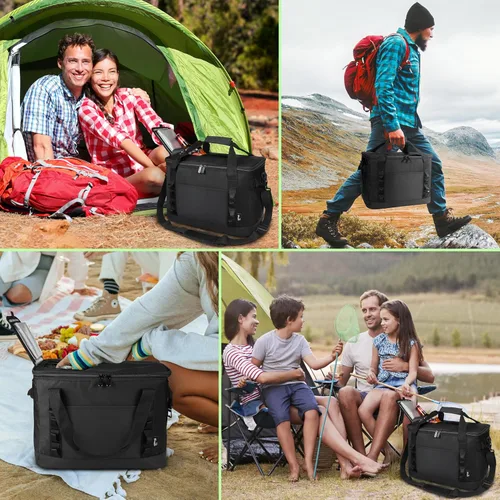 Vista 7 de Tirrinia Bolsa térmica grande aislada, 48 latas a prueba de fugas, suaves enfriadores de camping, enfriador de playa portátil con asas resistentes
