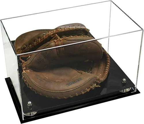 Vista 28 de Better Display Cases Vitrina de guantes de béisbol de acrílico transparente con elevadores negros (A011/V16)