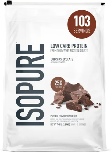 Vista 27 de Isopure Zero Carb 100% Proteína Pura de Suero Aislado en Polvo, Libre de Lactosa, Libre de Gluten, Con Vitaminas, Crema de Plátano, 25g de Proteína
