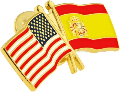 Vista 35 de PinMart Pin de solapa esmaltado con bandera de la amistad cruzada de Estados Unidos y el mundo