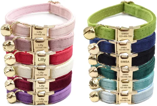 Vista 9 de Collar de gato personalizado con hebilla de seguridad desmontable - Nombre grabado y número de teléfono para gatitos macho y hembra