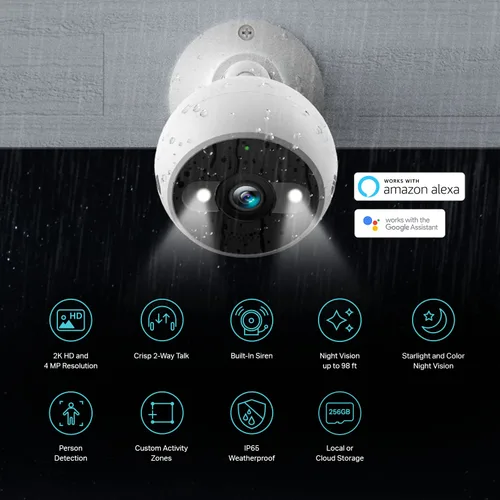 Vista 3 de Kasa Smart Cámara de seguridad de 4MP 2K para exteriores con cable y cámara de seguridad 2K para monitor de bebé, inclinación panorámica, cámara
