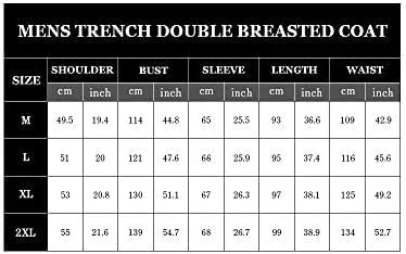 Vista 5 de Gafeng Men's Trench Coat Slim fit Double Breasted Belted Windbreaker Lapel Long Jacket Casual Windproof Overcoat