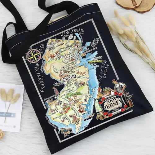 Vista 6 de BWWKTOP Jersey State Tote Bag - Bolsas reutilizables para recuerdos y viajes