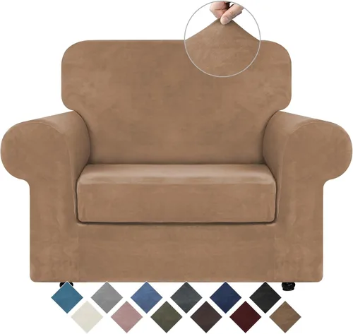 Vista 51 de WEERRW 4 Piezas Fundas de Terciopelo de Alta Elasticidad para Sofá de 3 Cojines Fundas de Sofá, Protector de Muebles Lavable con Parte Inferior