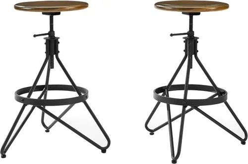 Vista 9 de Crosley Furniture Kalen Taburete giratorio de altura ajustable con asiento de madera, marrón/negro mate