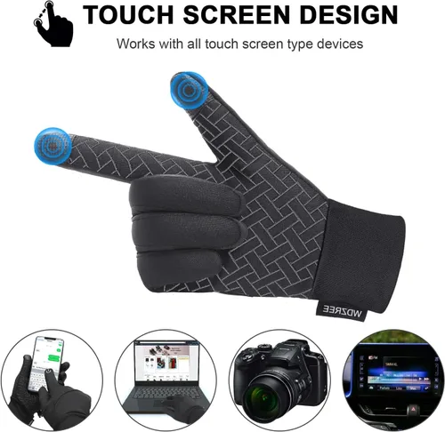 Vista 4 de Guantes de invierno para hombres y mujeres, pantalla táctil térmica, resistentes al agua, resistentes al viento, antideslizantes, palma cálida
