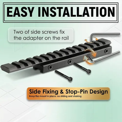 Vista 3 de GOTICAL Extensión de ranura Airgun de perfil bajo/.22 Dovetail Weaver Picatinny Rail Adapter Scope Mount Converter..