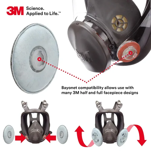Vista 2 de 3M Filtro respirador P95 2078, 1 par, ayuda a proteger contra partículas a base de aceite y sin aceite, nivel de molestia de vapor orgánico/alivio