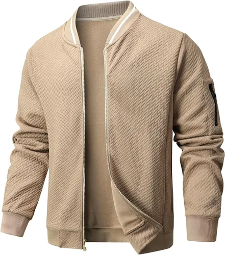 Vista 13 de Chaqueta casual para hombre, ajuste holgado, chaqueta ligera varsity bomber con cremallera
