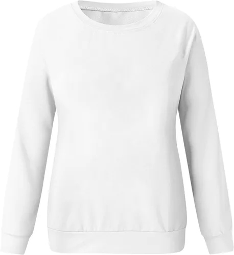 Vista 3 de Sudaderas para mujer, de moda, Y2K, cuello redondo, manga larga, sudaderas casuales al aire libre, holgadas, lisas, tops