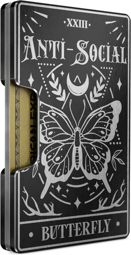 Vista 9 de Cartera de aluminio grabada para hombre, clip delgado para dinero y tarjetero con acabado grabado. Bloqueo RFID mejorado, carteras compactas, únicas