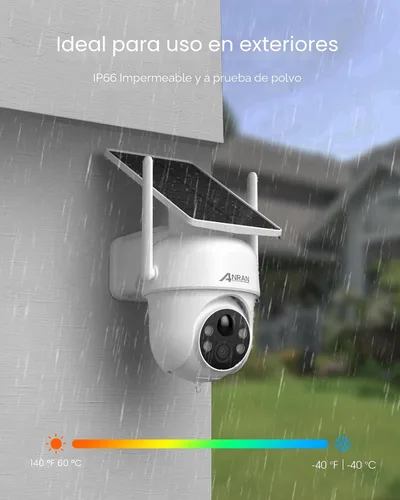 Vista 8 de ANRAN Cámaras de seguridad solares inalámbricas para exteriores, cámaras 2K