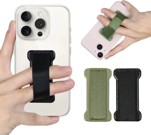 Vista 10 de Soporte de agarre para teléfono de mano, soporte universal para teléfono con correa para dedo, agarre para selfie compatible con la mayoría de 3