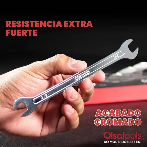 Vista 4 de Olsa Tools Juego de llaves delgadas SAE de 5 piezas, doble extremo abierto Llaves planas dobles de extremo abierto, llaves de acero compactas Cr-v
