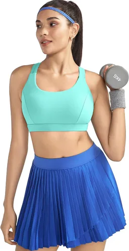Vista 2 de RUNNING GIRL Brasier deportivo para mujer de alto soporte, espalda cruzada acolchada, brasier deportivo con tirantes delgados, brasier de yoga