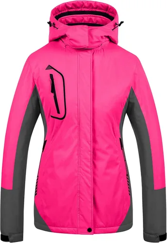 Vista 12 de CREATMO US Chaqueta de Esquí Impermeable de Montaña para Mujeres Resistente al Viento Chaqueta de Snowboard Abrigo Cálido de Invierno Impermeable