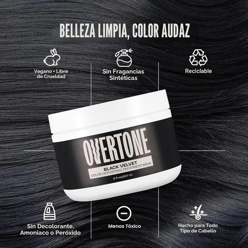 Vista 7 de oVertone® Mascarilla capilar con tratamiento de depósito de color Negro Terciopelo