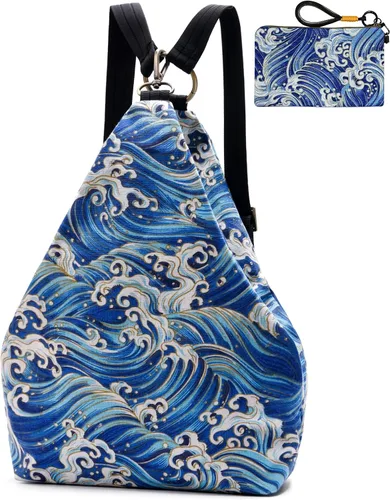 Vista 11 de Mochila pequeña bohemia de mariposa negra para mujer, mochila de viaje ligera Rojo albaricoque M