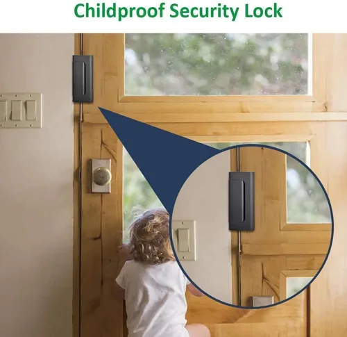Vista 5 de Cerradura de refuerzo de puerta de seguridad para el hogar para niños, cerraduras de puerta delantera mejoradas, soporta 800 libras de metal a