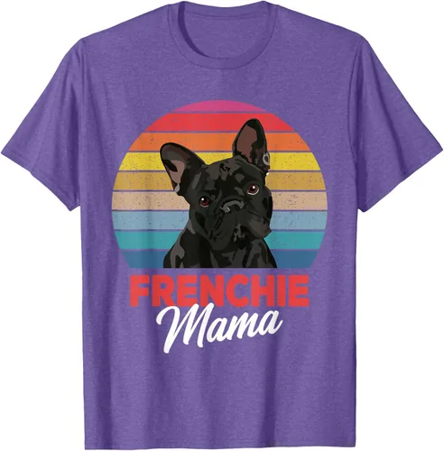 Vista 9 de Frenchie Mama - Camiseta divertida de regalo para niñas y perros Bulldog Francés, Negro, S