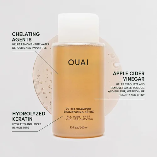 Vista 4 de OUAI Paquete de peinado y tratamiento del cabello, incluye acondicionador sin enjuague y champú desintoxicante, productos para el cuidado