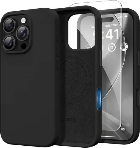 Vista 146 de GONEZ Funda magnética para iPhone 14, compatible con Magsafe, con protector de pantalla + protector de cámara, forro de microfibra antiarañazos