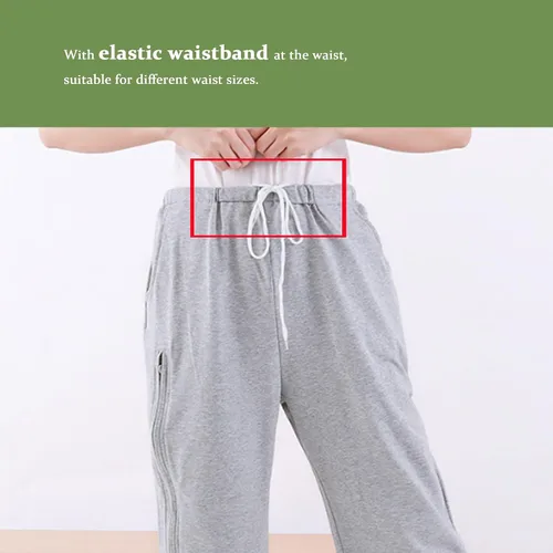 Vista 7 de Pantalones recortados con catéter, bolsa de orina, pantalones recortados para hombres y mujeres, pantalones de cuidado de incontinencia de doble