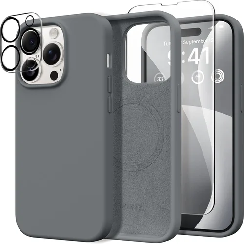 Vista 183 de GONEZ Funda magnética para iPhone 14, compatible con Magsafe, con protector de pantalla + protector de cámara, forro de microfibra antiarañazos