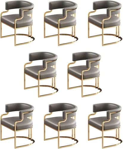 Vista 15 de Sillas de comedor de cocina para interiores, silla lateral tapizada para el hogar, silla con brazo de respaldo bajo, silla de comedor con piel