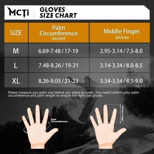 Vista 6 de MCTi Guantes de snowboard con protector de muñeca, guantes de Kevlar de 3 dedos, impermeables, para esquí de nieve en invierno