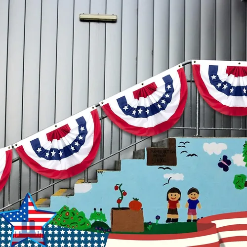 Vista 5 de Banderines de American Flags USA de 2 x 4 pies para celebración exterior del 250 aniversario, decoraciones patrióticas del 4 de julio al aire libre