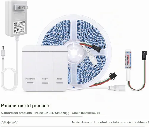 Vista 7 de Tira de luces LED que fluyen de agua corriente de 32.8 ft/33 pies, 24 V 120Leds/M Running Water Flowing LED Rope Light with Touch Panel Controller