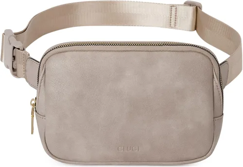 Vista 7 de CLUCI Riñonera para mujer, cangurera cruzada para mujer, moderna, de piel sintética, con correas ajustables, Gris