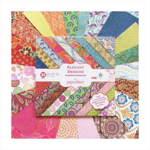 Vista 3 de Paperhues Elegant Designs Collection - Papel de recortes hecho a mano de 12 x 12 pulgadas, 24 hojas.