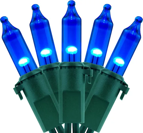 Vista 7 de YULETIME 100 luces de Navidad verdes, 33 pies de cable verde certificado UL como incandescentes, mini cadena de luces LED Incandescent-Like LED