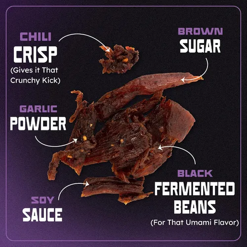 Vista 5 de MaxJerky Sichuan Chili Crisp Chicken Jerky, 0.97 oz de proteína, 2.5 onzas (paquete de 4)