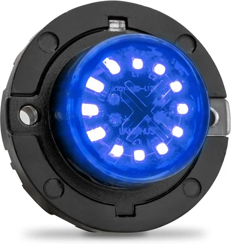 Vista 15 de Lamphus SnakeEye III Ámbar Azul 12W LED Luz estroboscópica oculta [Clase SAE 1] 12V Bombilla redonda impermeable de 1 pulgada para parpadeo de azul