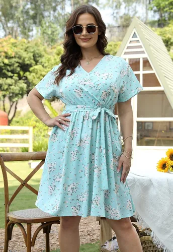 Vista 4 de Nemidor NEM295 - Vestido casual de verano para mujer, con estampado floral y bolsillos