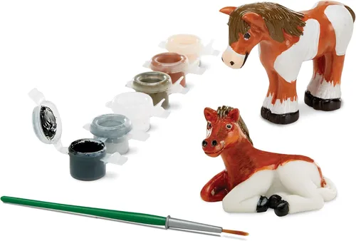 Vista 4 de Melissa & Doug Created by Me! Juego de figuras de caballo para manualidades (2 caballos de resina, 6 pinturas, pincel)
