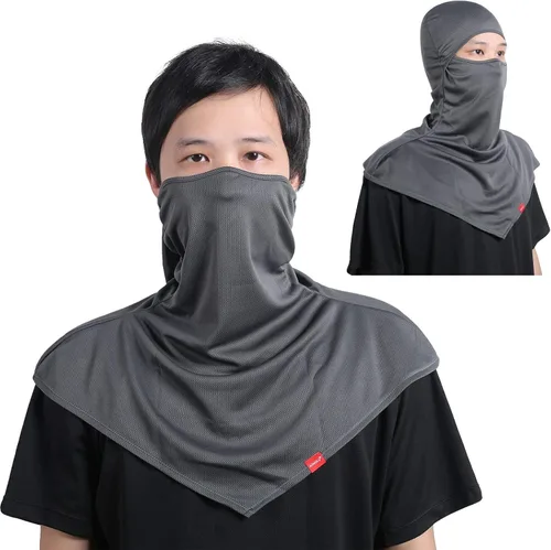 Vista 3 de AIWOLU Pasamontañas para protección solar transpirable cuello largo para hombre