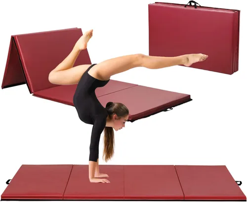 Vista 17 de BLKMTY Gymnastics Mats, Folding Exercise Mat Gym Yoga Aerobics Fitness Mats Kids' Gymnastics Tumbling Mat with Carrying Handles for Home Gym